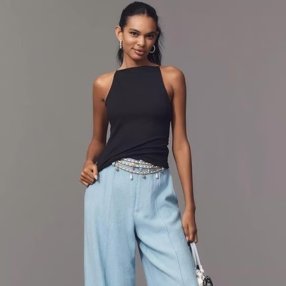 NEW ANTHROPOLOGIE MAEVE Square Neck Tank- Black (Size S)